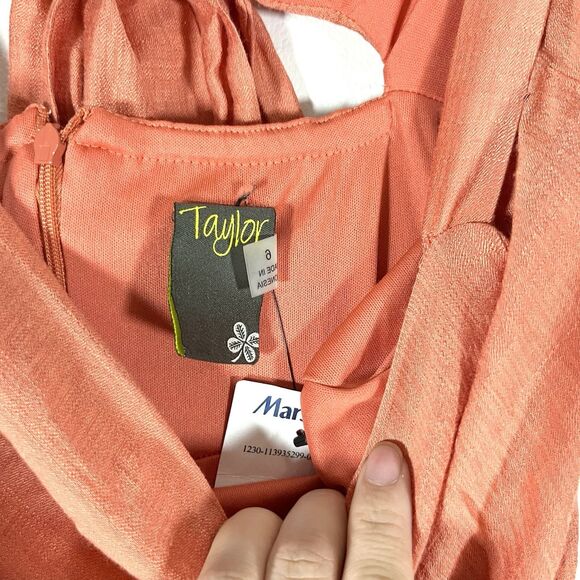 Ann Taylor Dress Womens M 8 Orange Sleeveless Tiered Ruffle Square Neck Maxi - Picture 6 of 7